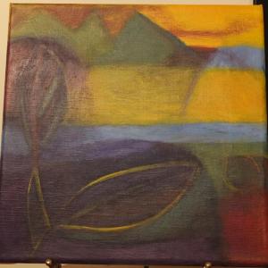 Heidi Daub’s “River Runs Through” 10” x 10” acrylic on linen