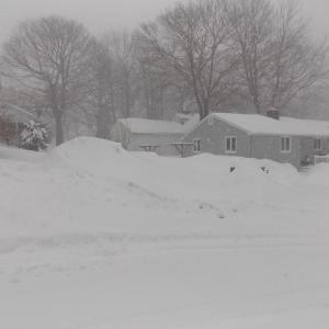 Huge snowbanks outside the Boothbay Register office in Boothbay Harbor. KATRINA CLARK/Boothbay Register