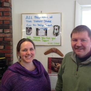 Carrie Koskela and Barry Hustins, staff members of the Lincoln County Animal Shelter and the new management team for the Human Society Thrift Shop. Courtesy of Rupe Neily