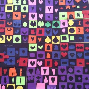 This collage by the second grade at Boothbay Region Elementary School is one of the student art works on display at Boothbay Harbor Memorial Library during the month of April. Courtesy of Caroline Roberts Collage by 2nd grade of BRES