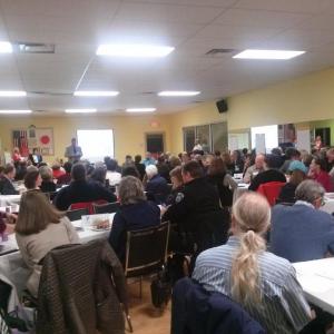 Attendees fill a room at a community forum held at the CLC YMCA on March 4. Courtesy of the CLC YMCA