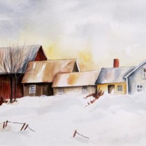 The Edge of Winter, watercolor by Peggy Farrell