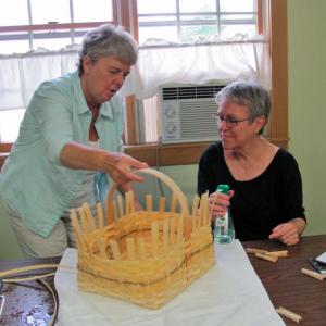Mare Lamay, left, teaches basket weaving classes at Spectrum Generations Coastal Community Center. Courtesy of Marianne Pinkham