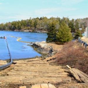 Water is in the works as construction crews prepare to install a water line across Townsend Gut. The Southport water project will provide full season water utilities and fire protection to much of the island. Courtesy of Robert Mitchell