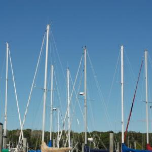 “Harbor Masts” is one of 11 framed images on exhibit at First Federal Savings and Loan Association in Boothbay Harbor until June 30. Courtesy of Boothbay Region Art Foundation “Harbor Masts,” Tom Knobloch