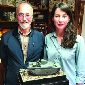 Ed Strausberg and Catherine Walton with one of the dioramas to be displayed May 22 through late June at The Good Supply in Pemqauid Falls. Courtesy of The Good Supply