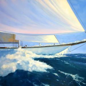 “White on Blue,” oil by Brad Betts