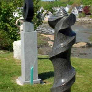 Don J Meserve sculptures of basalt and granite