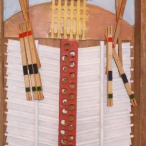 New works by Andre Benoit, such as the wood and paint piece above, “Native American,” will be exhibited at Gold/Smith Gallery in Boothbay Harbor July 1-30. Courtesy of Gold/Smith Gallery Native American by Andre Benoit