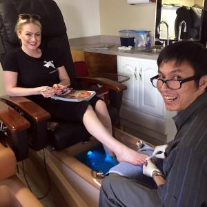 Tom Le performs a pedicure on a customer in the new nail salon, Boothbay Harbor Nails. SUZI THAYER/Boothbay Register