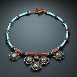 Laura McCabe’s “Duo-Plicity” is one of the workshop beading projects the international artist is offering at the first-ever Harborside Bead Retreat Sept. 25-27 at the Rocktide Inn. Courtesy of Laura McCabe Laura McCabe’s “Duo-Plicity”