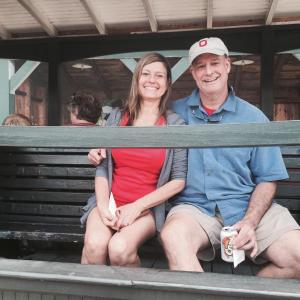 Monica and Chris Betz of Houston, Texas, wait on an open train car for the start of a ride at Wiscasset, Waterville & Farmington Railway Museum in Alna on Aug. 9. The museum held a picnic throughout the weekend with steam train rides, a yard sale and other attractions. SUSAN JOHNS/Wiscasset Newspaper Monica Betz, Chris Betz, Wiscasset, Waterville & Farmington Railway Museum, Alna