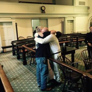 Corey Pitcher, right, hugs his father after being found not guilty. BEN BULKELEY/Wiscasset Newspaper