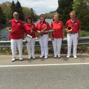 Pictured here, the five band members gather on Memorial Day 2015. From left are Alfred Roberts, Becky Roberts, Paulette Carter, Diane Randlett and John VanDyke. Courtesy of Paulette Carter