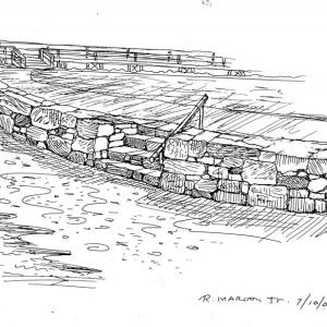 The proposed design, drawn by Robert Maroon, of what the edge of the footbridge parking lot could look like.
