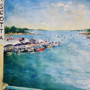 See “Looking Up the Harbor,” by Polly Smith at The Stable Gallery’s final show of 2015, “Art Harvest 10,” opening Sept. 18. Courtesy of the gallery Polly Smith