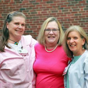 Breast cancer survivor Mary Craig, center, with LincolnHealth Mammography Technologists and Breast Health Case Managers Sandy Wilkie, left, and Nancy Duffy. Craig advocates for prevention services like mammography and regular checkups for all women. She chose LincolnHealth because she knew she would get high quality care with a personal touch at her community hospital. Courtesy photo