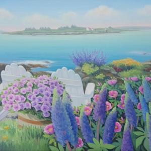 “Ocean Point Lawn Chairs,” an 11 by 14-inch oil on canvas by Sarah Greenier. The artist is offering an 8-week workshop beginning Sept. 27. Courtesy of Sarah Greenier Sarah Greenier
