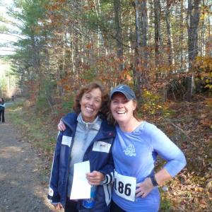 Runners Lorna Fake, left, and Kami Peaslee celebrate after their race in 2014. Courtesy photo