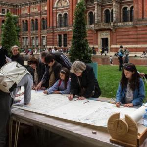 Everyone contributes creatively during The Big Draw event across the pond, where it originated. This October the Children’s Museum and Theatre of Maine in Portland brings the event to children and families. Courtesy of the museum The Big Draw