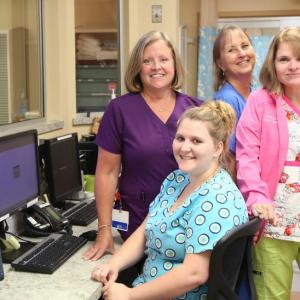 The St. Andrews Urgent Care Center staff is experienced in emergency care. Pictured are: Unit Tech Robyn Ham (seated), Lori Grinnell, RN, (standing on left) Laurel Ryder, RN, (center) and Urgent Care Manager Carole Sharkey, RN. Courtesy of LincolnHealth