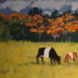 Judy Segal’s “Belted Galloway Mom and Calf” will be among her works in the new art show, “Autumn in Bath” at the Centre St Arts Gallery opening Sept. 25. Courtesy of the gallery Judy Segal
