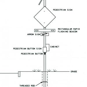 A sketch of the new signal poles to be placed on either side of the school/YMCA crosswalk.