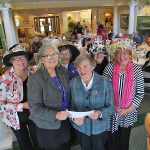 Pictured at the October 21 event at St. Andrews Village are, from left, Deirdre Amplo, Membership Chair; Lynne Cole, LCH Development Office; Linda Redman, Scholarship Chair and first place winner in Mad Hat competition; Carol Ostermann, incoming 2015 - 2017 Auxiliary president; Harriet Cowdery, volunteer, new member and second place winner; and Leslie Cook, outgoing Volunteer Chair and third place winner. Courtesy photo