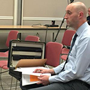 Town auditor Fred Brewer delivers his report to the Boothbay Harbor selectmen on Nov. 9. KATRINA CLARK/Boothbay Register