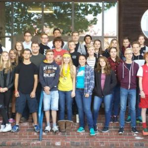 The 2015-2016 German-American Partnership Program participants outside Boothbay Region High School. Courtesy of Ingrid Merrill