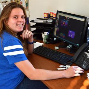 Boothbay Region High School senior Lisa Pawlowski works at her new desk at Coastal Maine Botanical Gardens. Lisa is part of a mentorship at the Gardens. Courtesy photo