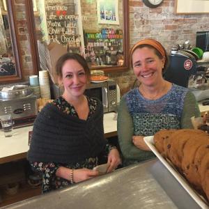 Dana Browne, left, manager of Treats in Wiscasset and Treats owner Stacy Linehan pause on a busy Monday, Nov. 9 to talk about this Saturday’s Early Bird Sale. SUSAN JOHNS/Wiscasset Newspaper