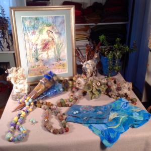 The works of Pam Riml, Ludmilla Schicchi and Elizabeth Stoyko, Artists of the Month at Southport Memorial Library in January and February. Courtesy of Sandra Seifert