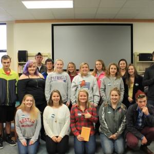 Seniors who have applied to college so far. Pictured from left, bottom row: Gretchen Elder, Mackenzie Colby, Nicole Rice, Rachel Eimen, Camden Spear; middle row: Nick McCoullough, Marissa Farnham, Samantha Carter, Skyler Davis, Meghan Oakes, Angela Machon, Brad Tibbetts; back row: Sam Teele, Julian Aponte, Anna Baumm, Hannah Morley, Caroline Witwicki. Missing from photo are Kyle Wilson, Doug Steinmetz, Chris Simpson and Ellie Demmons. Courtesy of Kerrin Erhard