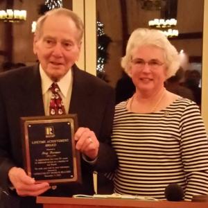 The Lincoln County Board of REALTORS recently held its annual meeting at the 1812 House in Bristol. Along with the installation of new officers for 2016 and an auction to benefit local weatherization charities, Board President Deb Schling presented a Lifetime Achievement Award to fellow REALTOR Roy Farmer to honor his long career in the real estate business in the Midcoast. Roy retired this past fall after over 50 years as a broker. His dedication and commitment locally and to the industry remains unsurpassed. Courtesy photo