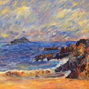 Andrea Galuza’s “Seascape” is one of the Centre St Gallery member works on exhibit for the venue’s third anniversary. A celebratory open house will be held on Dec. 11. Courtesy of the gallery Andrea Galuza “Seascape”