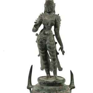 5. 11th Century Indian bronze statue of the deity Parvati 