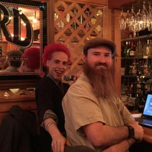 Hosts Shane Hatcher, left, and Darrell Gudroe, right, keep the pace and laughter going all night. KATRINA CLARK/Boothbay Register