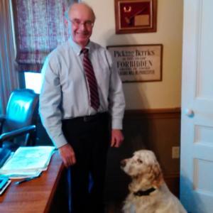 Probate Court Judge Thomas A. Berry and companion, Oliver. JANE CARPENTER/Boothbay Register