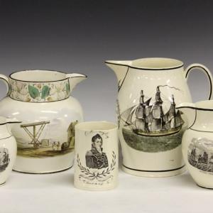 This group of Liverpool soft paste china pieces will be auctioned off during the Feb. 13 and 14 event at Thomaston Place Auction Galleries. Courtesy photos