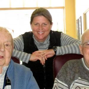 Mary Baudo and two of her “A Matter of Balance” students, Bill Kautzmann, left, and Merlin Gray. Courtesy photo