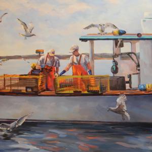 "Pot Luck," original oil painting by Lea Peterson can be viewed at the Miles Hospital Hall Gallery through March 18. Courtesy of Peggy Farrell Lea Peterson