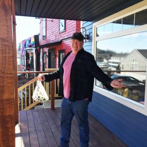 Don Kingsbury, owner of Two Salty Dogs, shows off some of the new digs he’ll be offering for lease this summer. SUZI THAYER/Boothbay Register