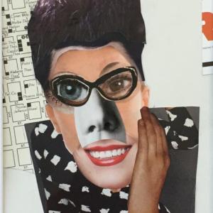 This facial paper collage by Phoebe Nichols, and many others like it, will be at Miles Memorial Hospital March 19 - May 6 will intrigue and bring a smile to your face ... just what the doctor ordered! Image courtesy of the artist