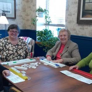 Mahjong class includes, from left, Mary Ann Morse, Cathy Tyler, instructor Marion Bates and Norma Scala. JANE CARPENTER/Boothbay Register
