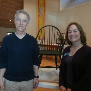 Andrew Abello and Amanda Russell of Wind Ridge Farm with a sample handcrafted chair made by Abello. Courtesy of Sandra Abernathy
