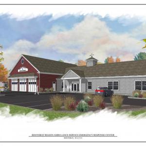 An artist rendering of the proposed new Boothbay Region Ambulance Service Emergency Response Center. Courtesy of Knickerbocker Group