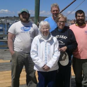 On the deck, from left, Drew Wallace, Dorothy Corindia, Tom Philbrick, Susan Philbrick and Matt Crupi. ART MAYERS/Boothbay Register
