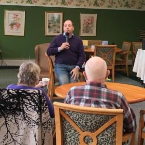 Pastor Peter Panagore during his talk at the St Andrews Village on May 3. Panagore was discussing his new book “Heaven Is Beautiful” which details his near death experience during a rock climbing expedition. MATTHEW STILPHEN/Boothbay Register