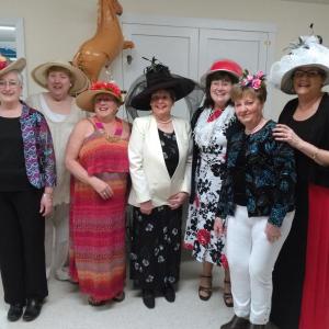 Kentucky Derby party committee members, from left, Mary Connelly, Alice Grant, Debbie Graves, Joy Ward, Irene Fowle, Gladys Beane and Jane Good. Not pictured: Margaret Perritt. JANE CARPENTER/ Boothbay Register
